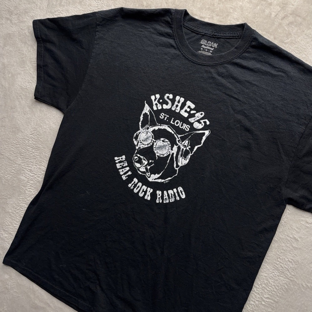 KSHE 95 St Louis Real Rock Radio T Shirt Mens XL Black Distressed Graphic Grunge - Picture 5 of 11